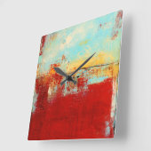 レッドアラスカの抽象芸術 スクエア壁時計 (傾斜)