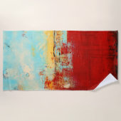 レッドアラスカン抽象芸術 ビーチタオル (正面)