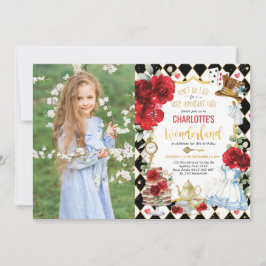 レッドアリスインワンダーランド不機嫌ハッター誕生日ティー 招待状