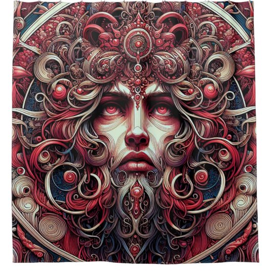 レッドアルバムシャワーカーテン シャワーカーテン (正面)