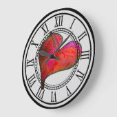 レッドアンスリウム付き壁時計 ラージ壁時計 (傾斜)