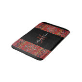 レッドアンティークオリエンタルペルシアパーソナライズされた語 – 黒 –  バスマット (アングル)