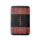 レッドアンティークオリエンタルペルシアパーソナライズされた語 – 黒 –  バスマット (正面縦)