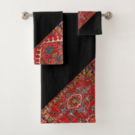 レッドアンティークオリエンタルペルシア バスタオルセット