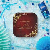 レッドアンティークビクトリアンクラシック結婚ヴィンテージ ペーパープレート (パーティー)