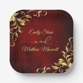 レッドアンティークビクトリアンクラシック結婚ヴィンテージ ペーパープレート