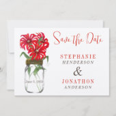 レッドアンデス山ワイルドフラワーメイソン結婚の瓶 招待状 (正面)