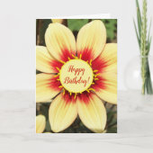 レッドアンドイエローダリアフローラ誕生日 カード (正面)