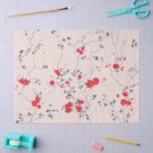 レッドアンドクリームチノワセリーフローラティッシュペーパー 薄葉紙 (クラフト)