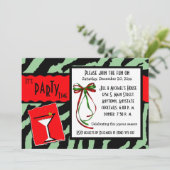 レッドアンドグリーンタイガープリントホリデーパーティ招待状 招待状 (スタンド正面)