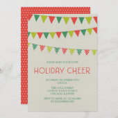 レッドアンドグリーンバンティンホリデーパーティー招待状 招待状 (正面/裏面)