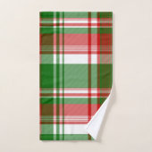 レッドアンドグリーンプレイドホリデーバスルームデコール バスタオルセット (ハンドタオル)