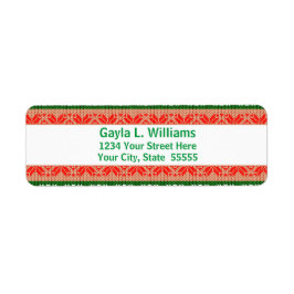 レッドアンドグリーンホリデーカスタム差出人住所 ラベル