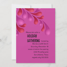 レッドアンドピンクプルームはっきりしたホリデーパーティー招待状 招待状