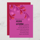 レッドアンドピンクプルームはっきりしたホリデーパーティー招待状 招待状 (正面/裏面)