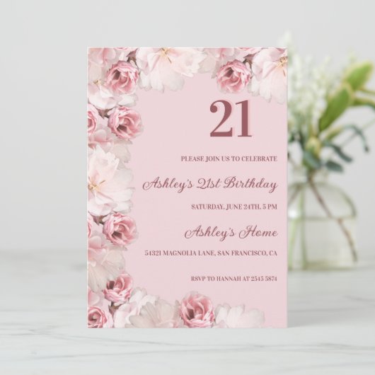 レッドアンドピンクローゼス誕生日 招待状 (スタンド正面)