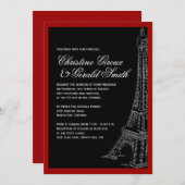レッドアンドブラックエッフェルタワー結婚式招待状 招待状 (正面/裏面)
