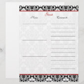 レッドアンドブラックダマスクリネンゲストブック紙 (正面/裏面)