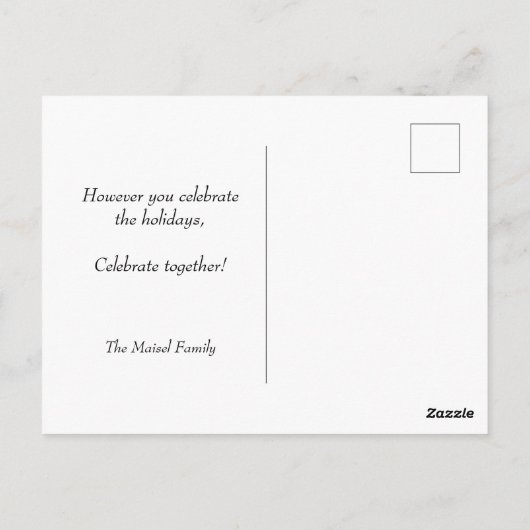 レッドアンドブルーおもしろいクリスムカサンタ小人 ポストカード (裏面)