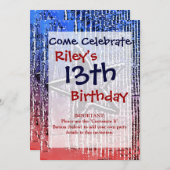 レッドアンドブルーカッコいいス素朴ターアポップ・アートのートプリント 招待状 (正面/裏面)