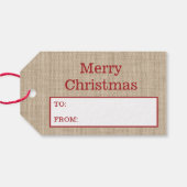 レッドアンドベージュサンタスレハイクリスマス&カスタム文字 ギフトタグ (裏面横)