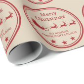 レッドアンドベージュサンタスレハイクリスマス&カスタム文字 ラッピングペーパー (ロールコーナー)