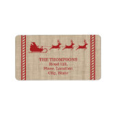 レッドアンドベージュサンタスレハイクリスマス&カスタム文字 ラベル (正面)