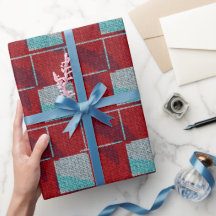 レッドアンドベージュニット編み物ホリデーラッピング紙