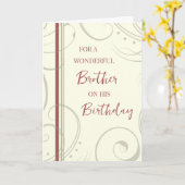 レッドアンドベージュブラザー誕生日 カード (黄色い花)