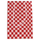 レッドアンドホワイトのバフアロープライドチェック ミディアムペーパーバッグ (正面)