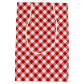 レッドアンドホワイトのバフアロープライドチェック ミディアムペーパーバッグ (裏面)