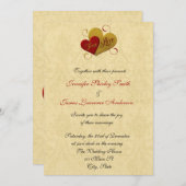 レッドアンド金ゴールドトゥルーラブ結婚式招待状 招待状 (正面/裏面)