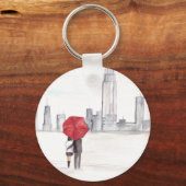 レッドアンブレラカップルカッコいいニューヨークトレンディー美しい キーホルダー (正面)