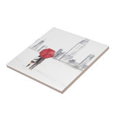 レッドアンブレラカップルカッコいいニューヨークトレンディー美しい タイル (側面)