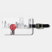 レッドアンブレラカップルカッコいいニューヨークトレンディー美しい ラゲッジタグ (正面横)