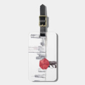 レッドアンブレラカップルカッコいいニューヨークトレンディー美しい ラゲッジタグ (正面縦)