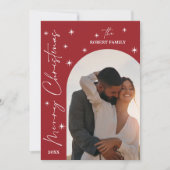 レッドアーチスクモダンリプト2フォトメリークリスマス シーズンカード (正面)