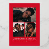 レッドアーチフォトフォイル卒業発表 箔招待状 (裏面)