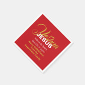 レッドイエズス理由シーズンクリスマス紙 スタンダードカクテルナプキン (角)