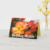 レッドイエローオレンジバラバラフラワーズ誕生日カード カード (黄色い花)