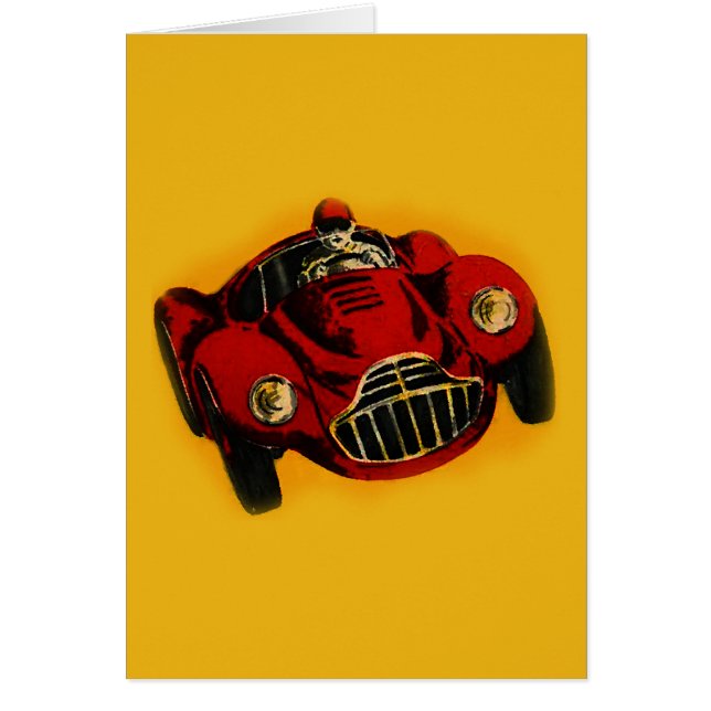 レッドイエローオールドオートレーシングカー (正面)