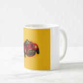 レッドイエローオールドオートレーシングカー コーヒーマグカップ (正面右)