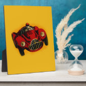 レッドイエローオールドオートレーシングカー フォトプラーク (側面)