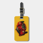 レッドイエローオールドオートレーシングカー ラゲッジタグ (正面縦)