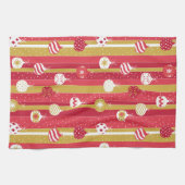 レッドイエロークリスマスツリーオーナメント キッチンタオル (横)