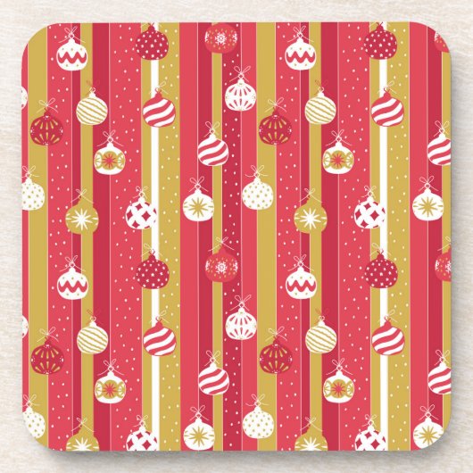 レッドイエロークリスマスツリーオーナメント コースター (正面)