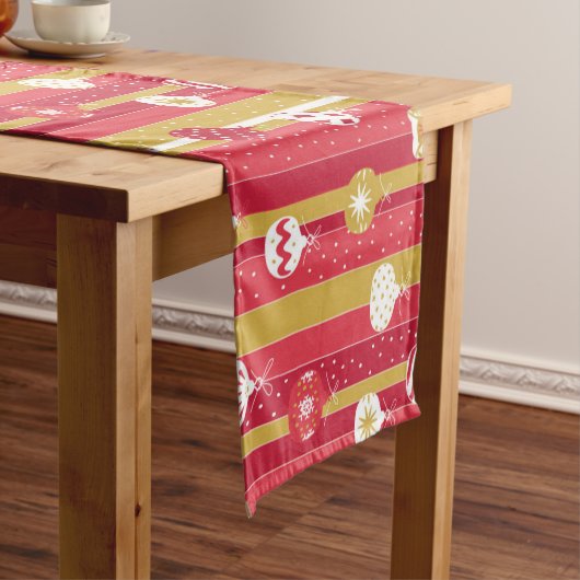 レッドイエロークリスマスツリーオーナメント ショートテーブルランナー (インサイチュ)