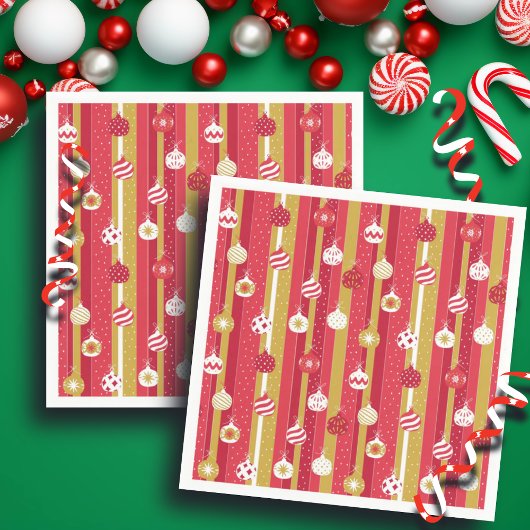 レッドイエロークリスマスツリーオーナメント スタンダードカクテルナプキン