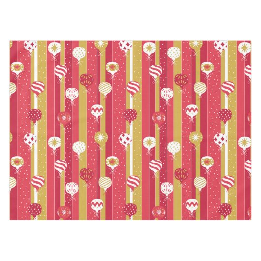 レッドイエロークリスマスツリーオーナメント テーブルクロス (正面(横))