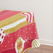 レッドイエロークリスマスツリーオーナメント テーブルクロス (インサイチュ)